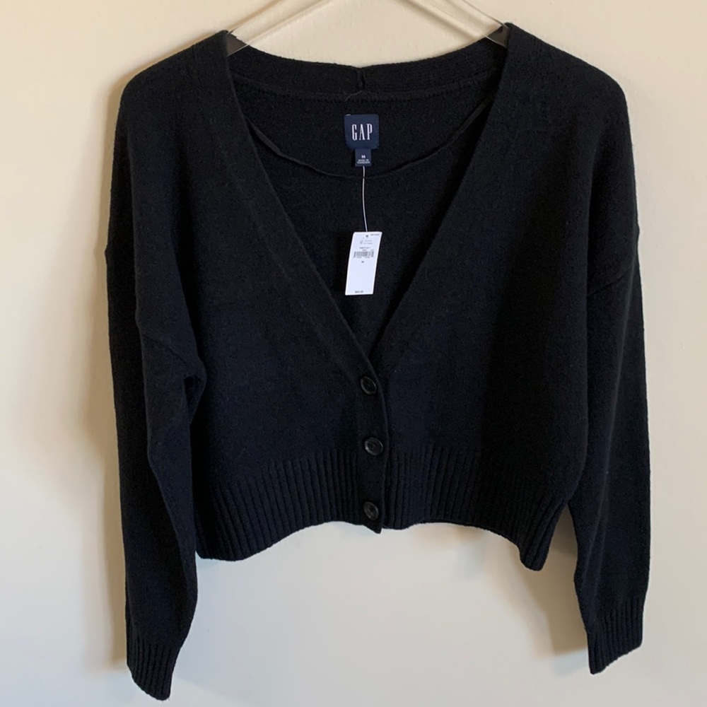 Gap Cashsoft V-Neck Cropped Cardigan Women’s (M) Black & Brown Available